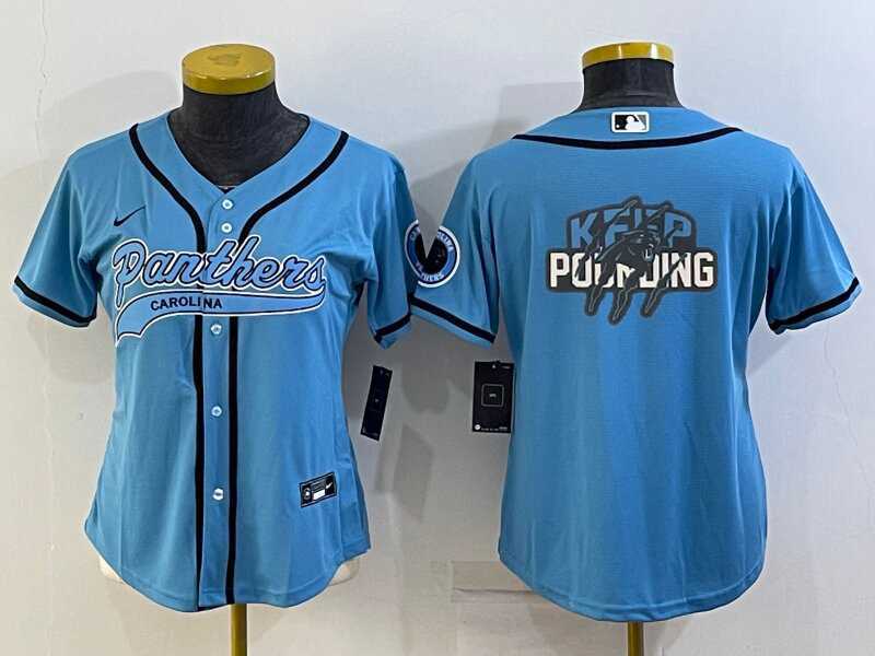 Women's Carolina Panthers Blue Team Big Logo With Patch Cool Base Stitched Baseball Jersey,We sell and wholesale Women's Carolina Panthers Blue Team Big Logo With Patch Cool Base Stitched Baseball Jersey on line form chian!